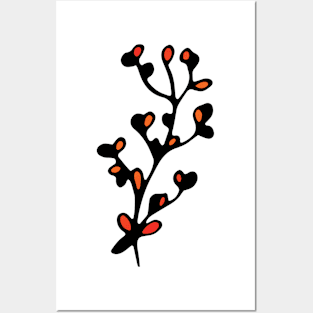 Branch with Red Leaves Posters and Art